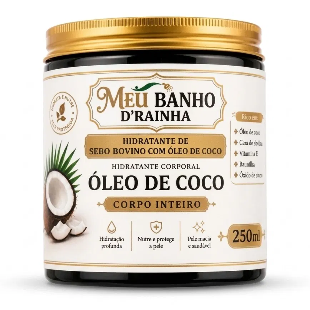 Hidratante Natural de Sebo Bovino e Óleo de Coco 250ml